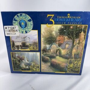 Thomas Kinkade Home & Heart 3 Puzzle Set Glow In The Dark CEACO USA